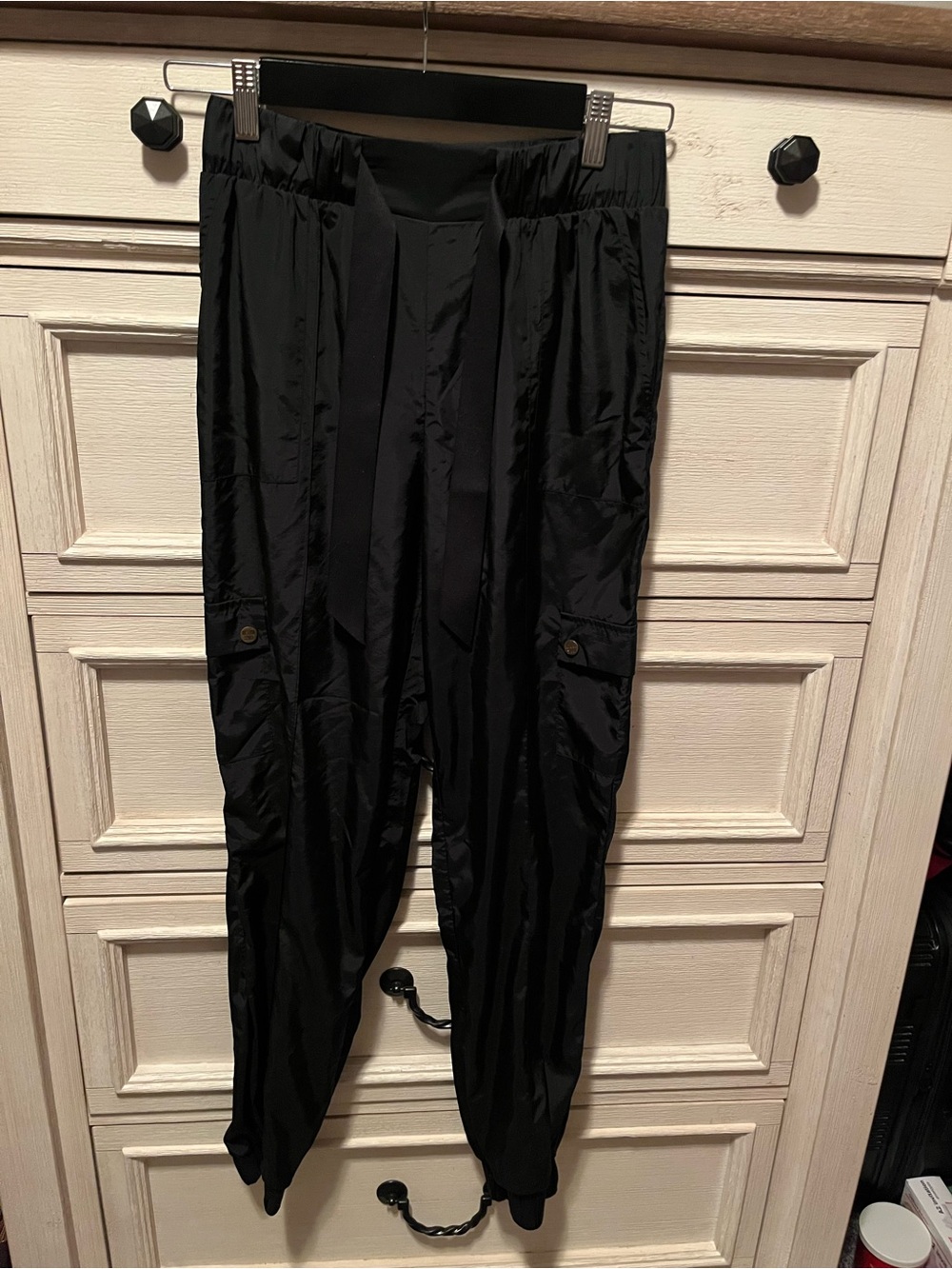 Black Women’s Drawstring Cargo Jogger Pants